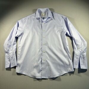 Brooks Brothers Dress Shirt Mens 16.5 34 Blue Madison Fit Thomas Mason Preppy